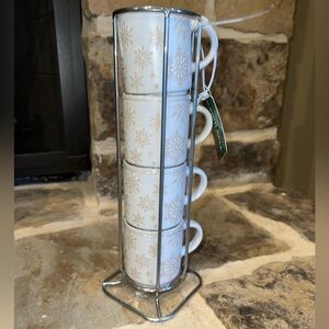 Snowflake Stacking Mug Set with Stand